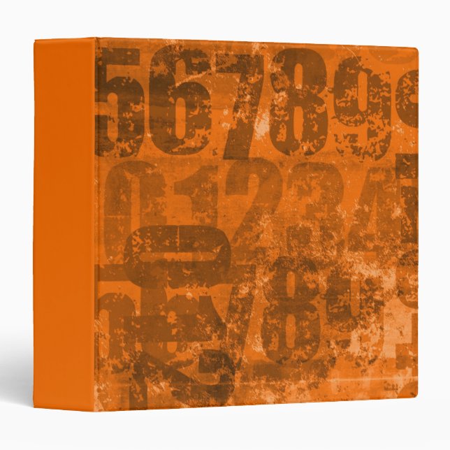 Big Bold Numbers on Brownish Orange Grunge Texture Binder (Front/Spine)