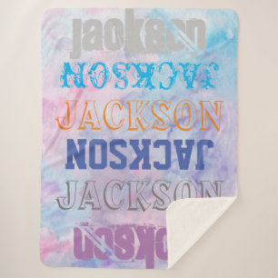 Big Bold Personalized Name Watercolor Background Sherpa Blanket