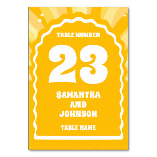 BIG Bold Sunshine Yellow Wavy Arch Wedding  Table Number