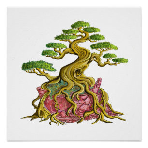 Big Bonsai in its broken vase Poster