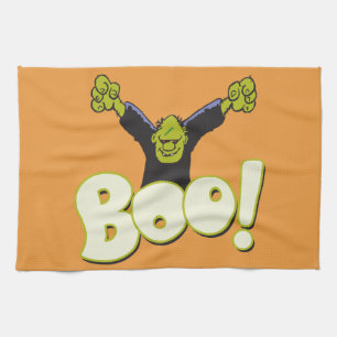 Big BOO - Frankenstein Monster Halloween Orange Kitchen Towel