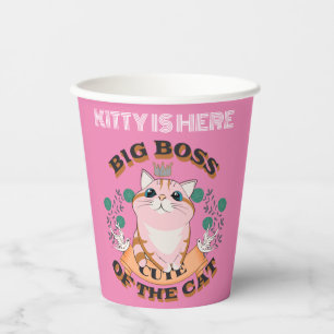 BIG BOSS CUTE CAT CUSTOMIZE PERSONALIZED NAME PAPER CUPS