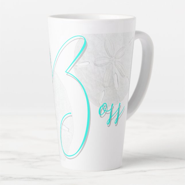 Big Boss Text Sand Dollars Latte Mug (Right Angle)