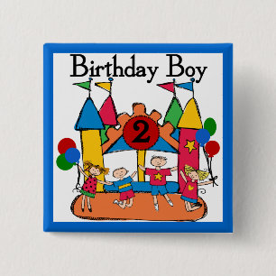 Big Bounce Boy 2nd Birthday Tshirts and Gifts 2 Inch Square Button