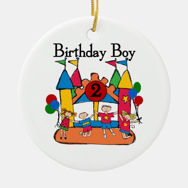 Big Bounce Boy 2nd Birthday Tshirts and Gifts Ceramic Ornament (Front)