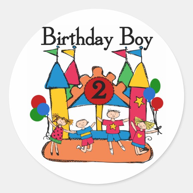 Big Bounce Boy 2nd Birthday Tshirts and Gifts Classic Round Sticker (Front)