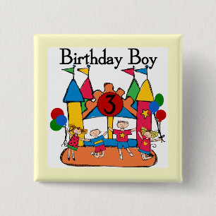 Big Bounce Boy 3rd Birthday T shirts and Gifts 2 Inch Square Button