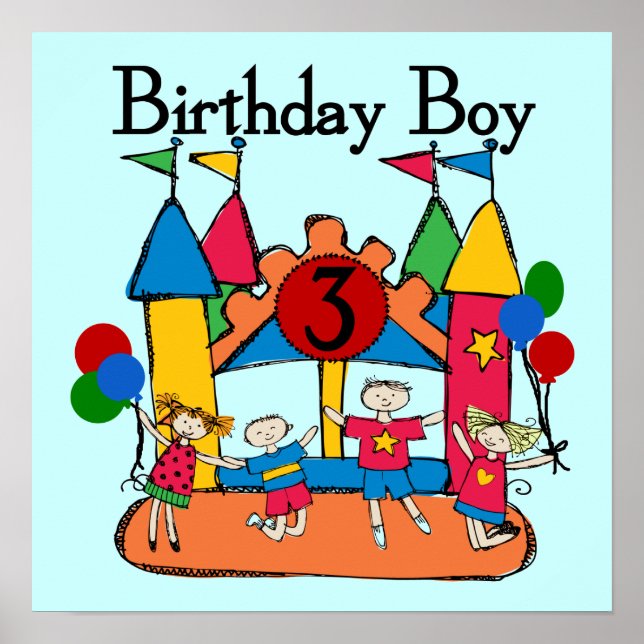 Big Bounce Boy 3rd Birthday T shirts and Gifts Poster (Front)