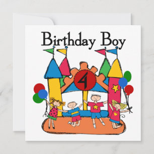 Big Bounce Boy 4th Birthday Tshirts and Gifts Card