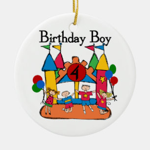 Big Bounce Boy 4th Birthday Tshirts and Gifts Ceramic Ornament