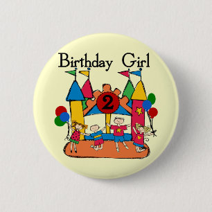 Big Bounce Girl 2nd Birthday Tshirts and Gifts 2 Inch Round Button