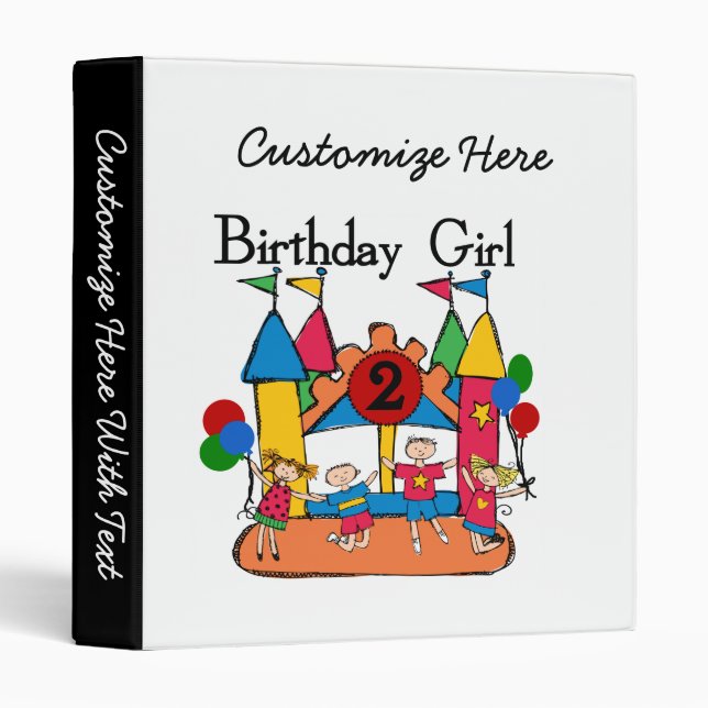 Big Bounce Girl 2nd Birthday Tshirts and Gifts Binder (Front/Spine)