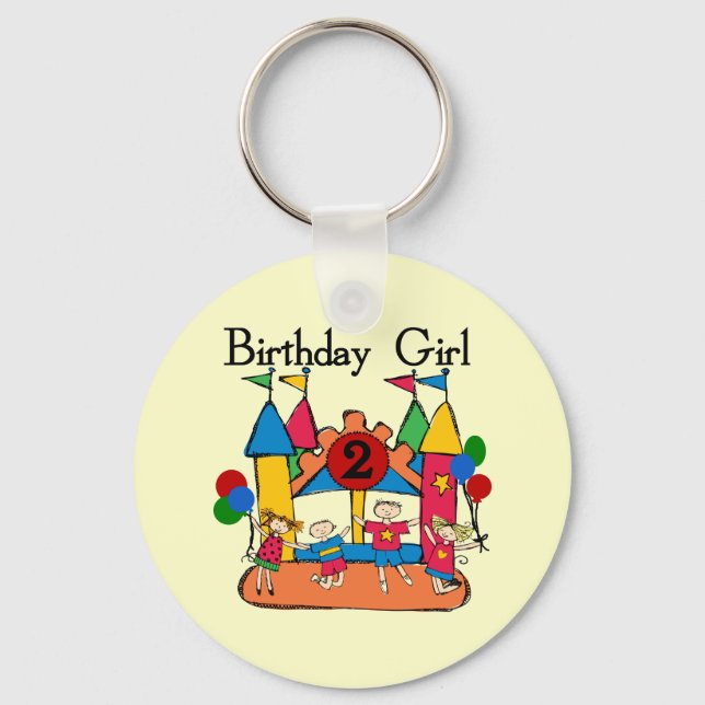 Big Bounce Girl 2nd Birthday Tshirts and Gifts Keychain (Front)