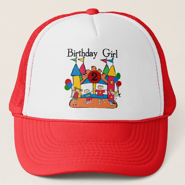 Big Bounce Girl 2nd Birthday Tshirts and Gifts Trucker Hat (Front)