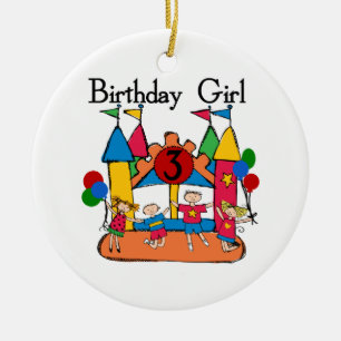 Big Bounce Girl 3rd Birthday Tshirts and Gifts Ceramic Ornament