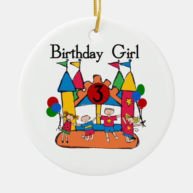 Big Bounce Girl 3rd Birthday Tshirts and Gifts Ceramic Ornament (Front)