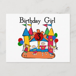 Big Bounce Girl 3rd Birthday Tshirts and Gifts Postcard