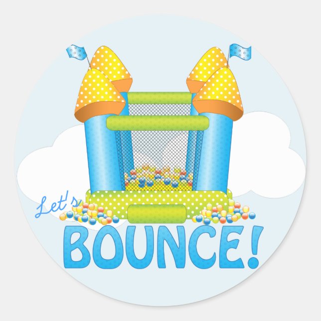 Big Bouncy Bounce House Birthday Seal Sticker (Front)