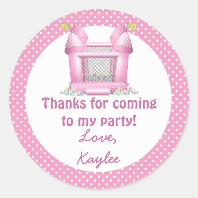 Big Bouncy Bounce House Birthday Thank You Sticker (Front)