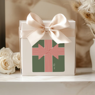 Big Bow of Striped Ribbon Square Sticker