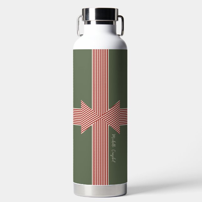 Big Bow of Striped Ribbon Water Bottle (Front)