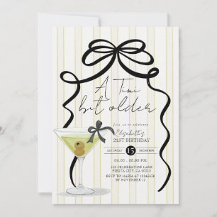 Big Bow tiny bit older Olive Martini Birthday Invitation