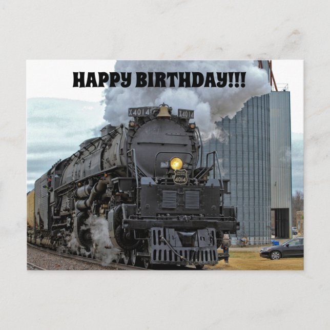 Big Boy 4014 Steam Train Birthday Postcard (Front)