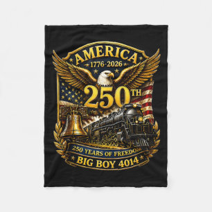 Big Boy 4014 Train Usa 250th Anniversary Patriotic Fleece Blanket