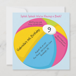 Big, Bright Beach Ball Birthday Invitation