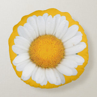 Big bright daisy round pillow