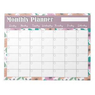 Big Bright Flowers Monthly Planner Notepad