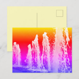 Big Bright Gushing Water Fountains Colourful Postcard