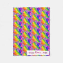 Big Bright Rainbow Bow Personalized Gift for Girls Fleece Blanket