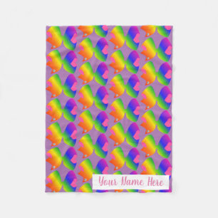 Big Bright Rainbow Bow Personalized Gift for Girls Fleece Blanket