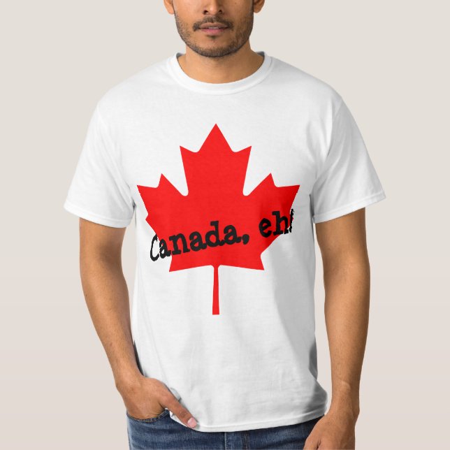 Big Bright Red Maple Leaf Canada eh! T-Shirt (Front)