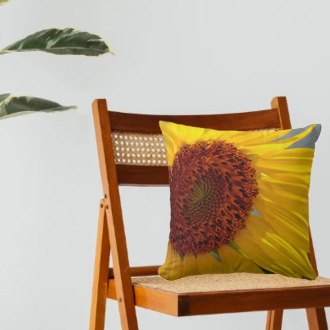 Big Bright Sunflower Botanical Floral Throw Pillow (Creator Uploaded)