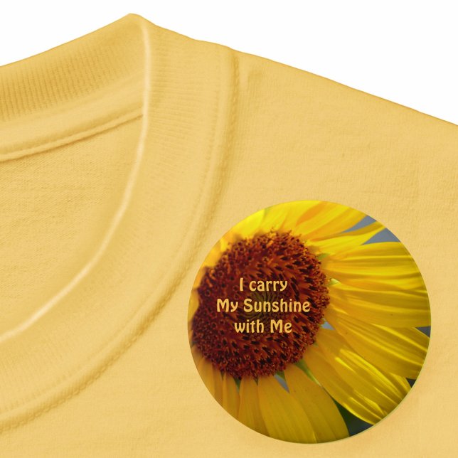 Big Bright Sunflower Positive Vibes Floral 3 Inch Round Button (Creator Uploaded)
