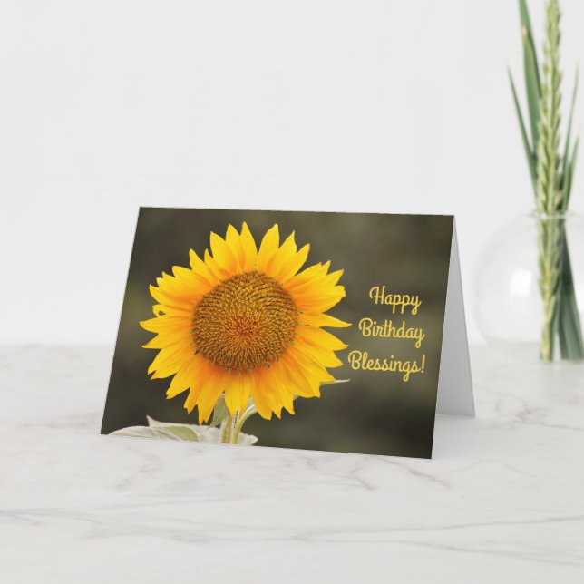 Big Bright Yellow Sunflower Foi Anniversaire Carte (Devant)