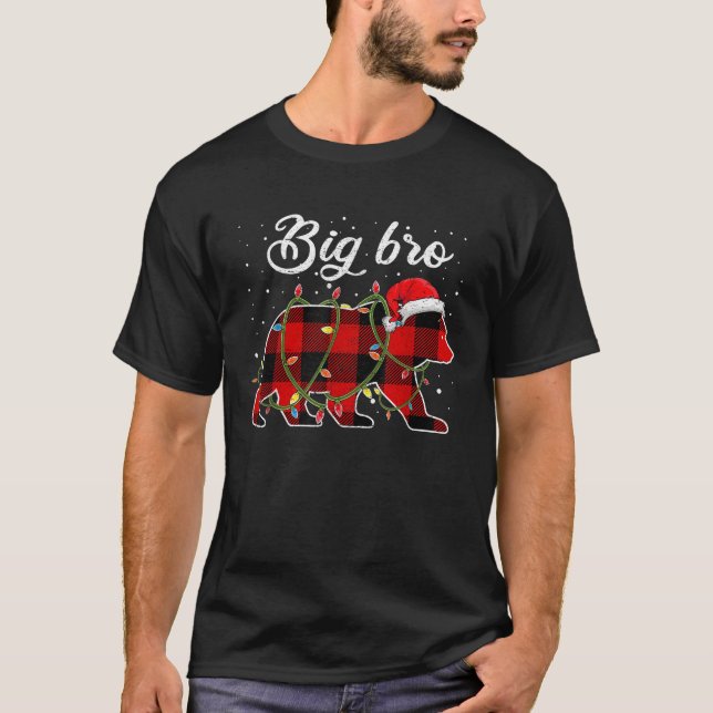 Big Bro Bear Red Buffalo Plaid Brother Bear Pajama T-Shirt (Front)