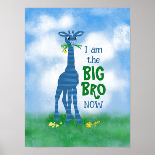 Big bro boy’s poster cute giraffe blue green 