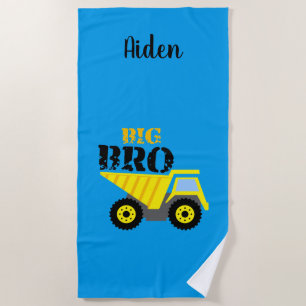 Big Bro Construction Yellow Dump Truck Beach Towel