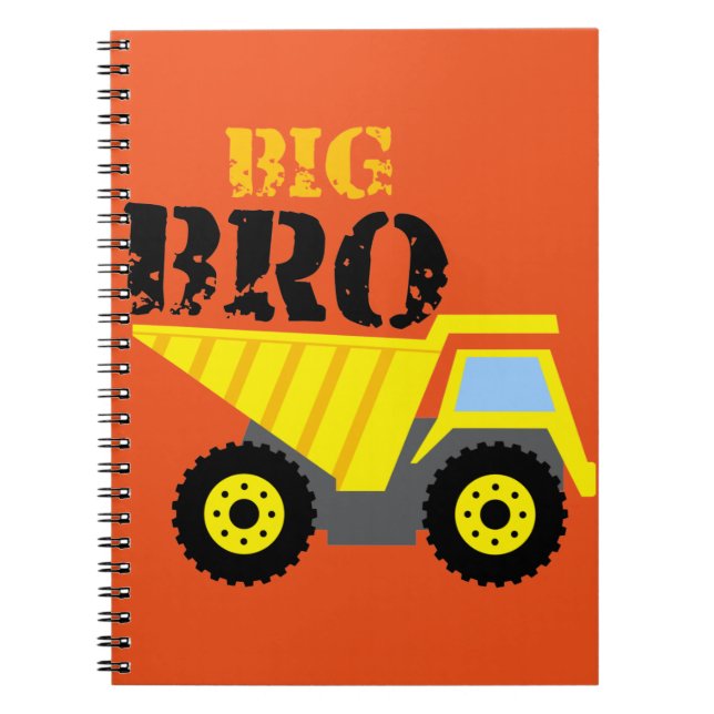 Big Bro Construction Yellow Dump Truck Notebook (Front)