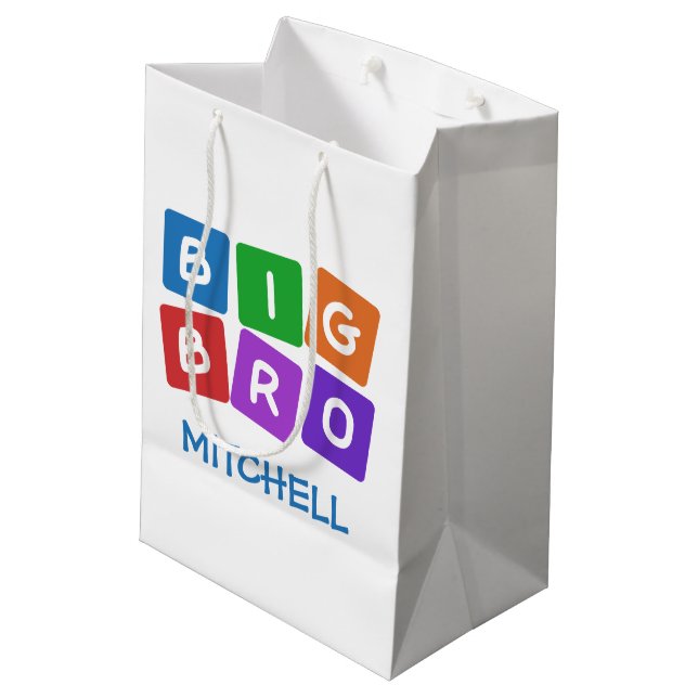 Big Bro custom name gift bags (Back Angled)