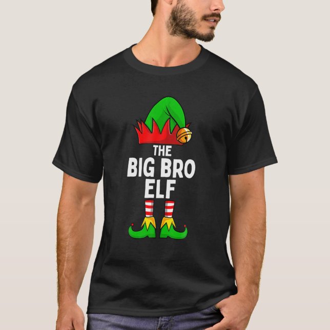 Big Bro Elf Matching Family Christmas Brother T-Shirt (Front)