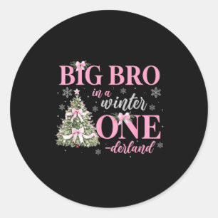 Big Bro In A Winter Onederland Birthday Girl Chris Classic Round Sticker