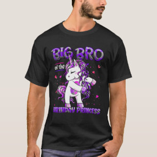 Big Bro Of Birthday Princess Flossing Unicorn Big T-Shirt