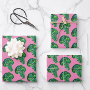 Big Broccoli Watercolor Pattern Gift Wrapping Paper Sheet