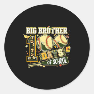 Big Brother Baby Brother Boy Maternity 100 Days Of Classic Round Sticker