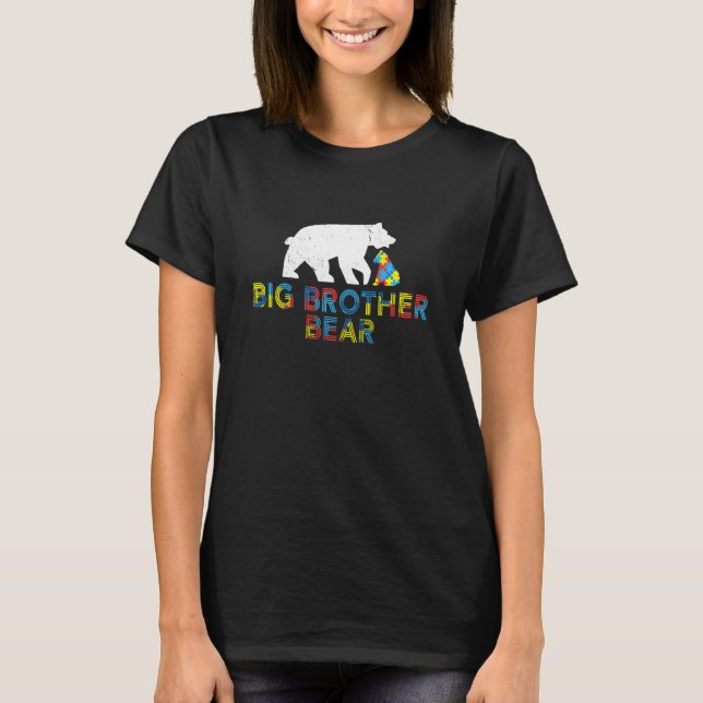 Big Brother Bear Autism Awareness  Proud Autism T-Shirt (Front)
