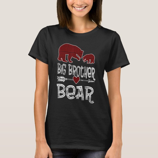 Big Brother Bear Buffalo Red Plaid Arrow Christmas T-Shirt (Front)